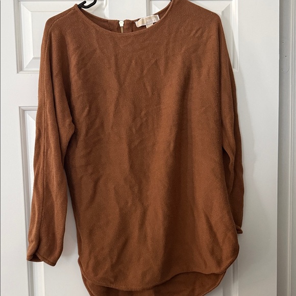 MICHAEL Michael Kors Brown Sweatshirt with Gold Zipper - Picture 4 of 7